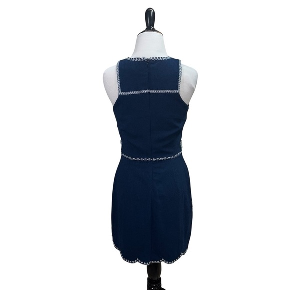 J.O.A Los Angeles Women's Small Mini Sheath Dress Embroidery Boho Scalloped Hem - Picture 9 of 11